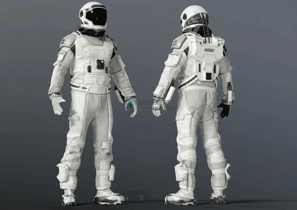经典宇航员3D模型素材！航天员太空衣服装三维模型，有FBX OBJ MAX设计素材带贴图-代码飓风