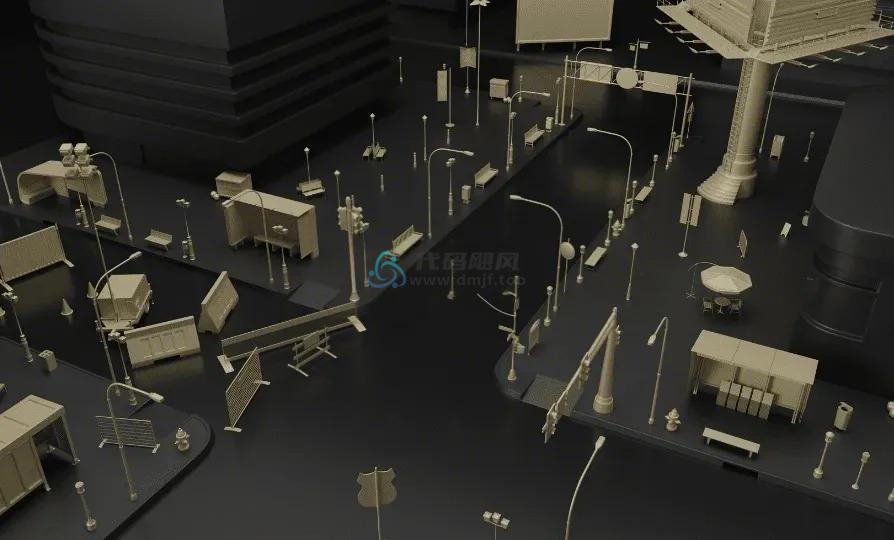 图片[2]-70套街道公共设施3D模型合集包！含灯牌、垃圾桶、座椅等，场景搭建必备-代码飓风