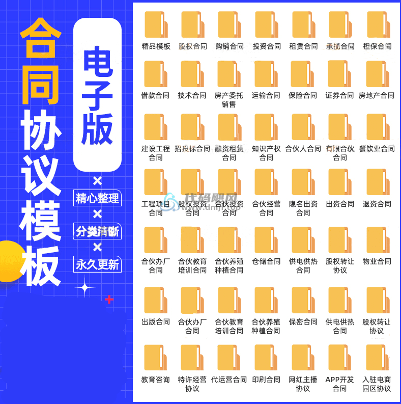 4000套各类合同协议模板合集，质量很高！自费购买的素材，有需要的用的上-代码飓风