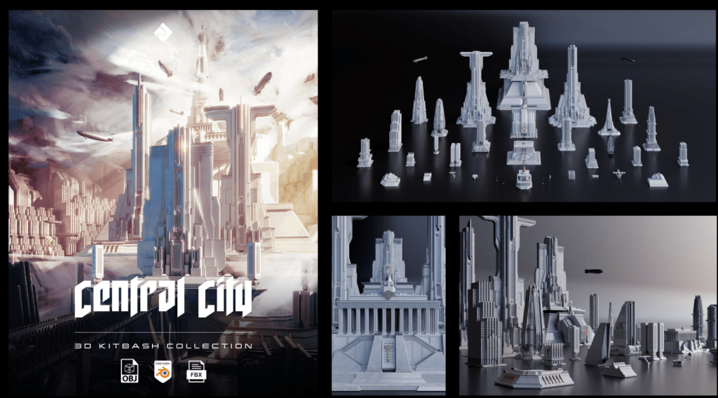 逼真的帝国城市建筑和3D资产！未来帝国城市模型建筑-代码飓风