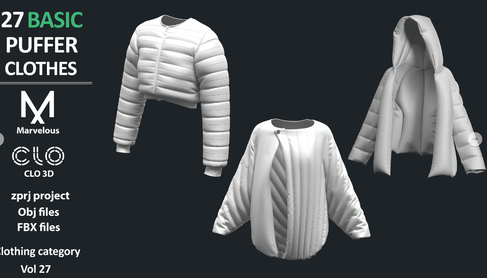 图片[3]-27件时尚女性服装3d模型！羽绒棉服大衣夹克帽子等，多款格式含贴图-代码飓风